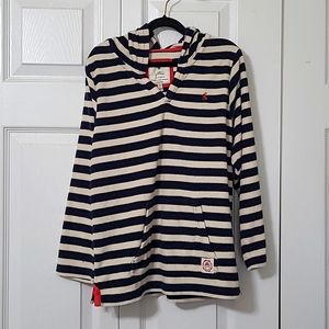 Little Joule (made in England)Blue& White Striped Hooded Sweatshirt, 9-10yrs,EUC